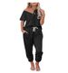 Women's Casual Sportswear Set Short-Sleeved Button-Up Pullover Top With Drawstring Pants Two-Piece Spring Collection_ecoleips.com