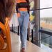 Women's Clothing Elastic Waist High Waist Button Stretch Slim Wide Leg Long Jeans For Women_ecoleips.com