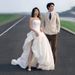 Elegant Strapless A-Line Wedding Dress For Photoshoots – Boho Chic Bridal Gown, Couple Photography, Outdoor & Street Style, Sizes_ecoleips.com