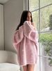 Elegant Backless Knit Sweater For Women - Soft Long Sleeve Loungewear In White & Pink | Comfortable Polyester Fabric | Sweet & Feminine Style_ecoleips.com