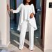 Women's Clothing fashionable temperament large size long sleeved tops wide leg pants suit_ecoleips.com