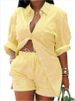 Oversized Casual Print Shirt & Shorts Set – Trendy Loose Fit Two-Piece For Plus Size Women_ecoleips.com