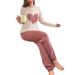 Factory Direct Cross-Border New Autumn Winter Women's Het Pajamas Two-Piece Pants Long Sleeve Loose Comfortable_ecoleips.com