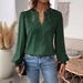 2024 European And American Cross-Border Autumn Winter New Fashion V-Neck Lace Solid Color Long Sleeve Casual_ecoleips.com