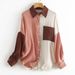 Women's Clothing Women's Clothing Summer New Internet Celebrity Style Contrast Color Stitching Drop Shoulder Long Sleeve Shirt Female_ecoleips.com