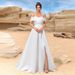 Women's Clothing Slit White Strapless Elegant Long Wedding Evening Dress_ecoleips.com