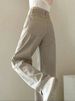 K Women's Trousers, Pear-shaped Figure, Women's Khaki High-waisted Straight-leg Jeans, Large Size Loose_ecoleips.com