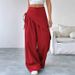 Designer Asymmetrical Wide-Leg Pants For Women – High-Waisted Polyester Dress Trousers With Unique Hemline, Office & Casual Chic_ecoleips.com