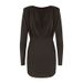 New European And American Style V-neck Sexy Fashion Long-sleeve Solid Color High-waisted Pleated Bodycon Dress,_ecoleips.com