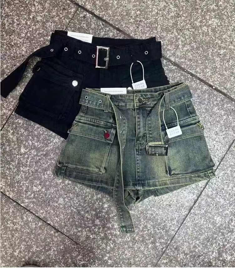 High-waisted A-word Denim Shorts Spice Girls Skinny High-waisted Hip-lifting Tights Hot Pants 3356_ecoleips.com