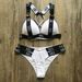 Women's Push Up Bikini Set Hard Cup Two Piece Swimsuit Regular Fit Spring Autumn Summer Winter Simple Style Polyester_ecoleips.com