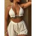 Women's Sexy Solid Color Bikini Set 3-Piece Swimwear For Beach Vacation - Multiple Colors (S/M/L)_ecoleips.com