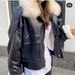 girl Girl Girl Parker Leather Jacket Women, Autumn And Winter 2025 New Korean Style, Loose Fit, Fleece Lined, Thickened, Short Cotton_ecoleips.com