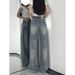 Retro Straight-leg Jeans Women's New Summer High-waisted Loose Slimming Floor-length Wide-leg Pants_ecoleips.com