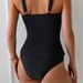 Qianmo Women's Black Two Piece Swimsuit 2025 Conservative Design Slimming Effect Wavy Edge Shoulder Cross Border European Style Bikini Set_ecoleips.com