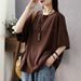 Short-Sleeved T-Shirt For Women; Features A Stylish Design With Seamless Stitching And A Relaxed, Casual, Retro Style; A_ecoleips.com