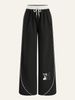 Women's Casual Wide Leg Sports Pants Spring/Autumn Loose Fitting Musical Note Print Fashionable Polyester_ecoleips.com