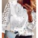 Verve 2025 Spring Long Sleeve Solid Color Lace Blouse White Women's Shirt Clothing_ecoleips.com