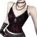 Women's High-End Cross Flocked Camisole Top Unique Streetwear Style XS25180_ecoleips.com