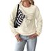 "Bow-Knot Sweatshirt – Cream Ribbed Polyester Comfort (S-XL) | Korean Relaxed Fit With 3D Accents"_ecoleips.com