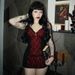 Dark Gothic Style Lace Patchwork Color-Block V-Neck Camisole Sexy Niche Waist-Slimming Outerwear Tank Top_ecoleips.com