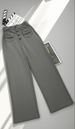 New Women's Straight Leg Pants With Buttons Elastic Waistband Multiple Pockets Comfortable Stretch Polyester Casual Trousers For Daily Wear_ecoleips.com