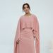 Modest Abaya Dress Elegant Beaded Waist-Defined Maxi Dress For Women – V-Neck Flowy Long Sleeve Dress For Office & Casual Wear_ecoleips.com