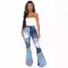 Women's Clothing Large Size Denim Wide Leg Fashion Splicing Jeans_ecoleips.com