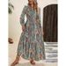 Women's Clothing Autumn New Women's Printed Versatile Long Sleeve Ruffle Dress_ecoleips.com