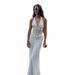 Women's Halter Neck Pleated Hollow Elegant Backless Dress European Style Casual Sexy Banquet Gown For Adults Thin Summer Fabric_ecoleips.com