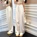 White Wide-leg Jeans Women, 2026 Summer New Style, High-waisted, Loose-fitting, Drapey, Straight-leg, Floor-length Pants_ecoleips.com