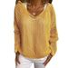 Women's Openwork Knitted Hooded Sweater, Loose Long Sleeve V Neck Hollow Out Pullover, Casual Lightweight Breathable Jumper For Daily Wear Streetwear_ecoleips.com