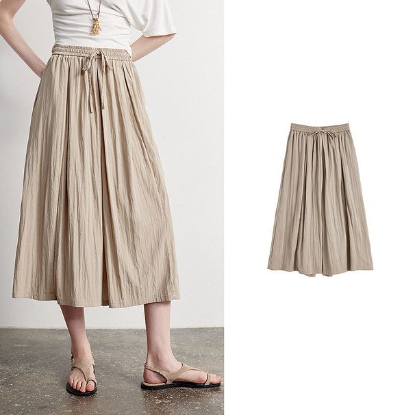TOYOUTH Women Casual Pants 2026 Summer New Nine Inch Silhouette Light Style Wide Leg Pants_ecoleips.com