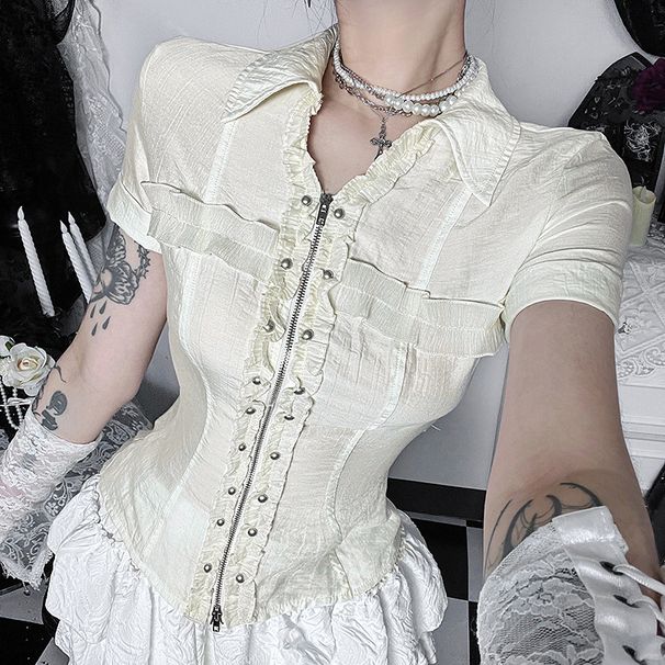 Women's Slim Fit Punk Shirt XS26075 Base Layer Top Versatile Street Style Subculture New Arrival_ecoleips.com