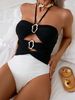 Women's Clothing Solid Color One Piece Swimsuit Female Sexy Backless High Waist Swimsuit_ecoleips.com