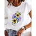 Spring And Summer New Clothing, Heart-shaped Floral Plant Cartoon Casual Simple Trendy Top, Women's Round Neck T-shirt_ecoleips.com