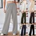 Women's High-Waisted Wide Leg Pants Autumn/Winter plus Size Elastic Waist Loose Fit European American Style Commuter Trousers_ecoleips.com