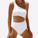 Women's Clothing Swimsuit New One Shoulder Sexy Splicing Contrast Color One Piece Swimsuit Swimsuit Solid Color Swimsuit_ecoleips.com
