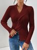 Ribbed Hem Split-Sleeve V-Neck Sweater – Slim Fit Knit Top In White/Khaki/Burgundy/Navy/Black | Elegant & Versatile (S-XL)_ecoleips.com