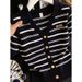 Summer New Women's Black High-End Striped Collar Short Sleeve Knit Top Fashionable And Youthful_ecoleips.com
