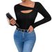 European And American Cross-border 2026 Autumn New Women's Asymmetrical Collar Hollow-out Design Long-sleeve_ecoleips.com