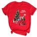 Merry Christmas Tree Santa Claus Women's Cute Printed Short Sleeve Loose Plus Size T-shirt For Women_ecoleips.com