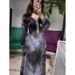 Women's Clothing Middle East Dubai Fashion Print Slim Collar Elegant Long High Waist Dress_ecoleips.com