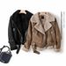 Long-term Spanish Single-layer Thickened Autumn Winter New European And American Suede Fur-lined Warm Motorcycle Jacket_ecoleips.com