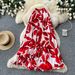 Women's High-Waisted Pleated Midi Skirt Summer Printed A-Line Suitable Work Vacation_ecoleips.com