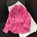 Premium Linen Shirt For Women - Breathable White & Raspberry Pink Blouse With Polo Collar & Relaxed Fit_ecoleips.com