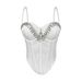Sexy Rhinestone Bustier Top – Adjustable Straps Corset Bralette For Women (34B-40C, Stretchy Polyester, Clubbing & Date Night)_ecoleips.com