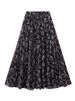 K Retro Floral Midi Skirt For Women, New High Waist Slimming A-line Long Skirt, Big Swing Skirt_ecoleips.com