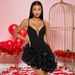 Women's Clothing New Fashion Sexy Sling Solid Color Lotus Leaf Lace Irregular Dress Short Skirt_ecoleips.com