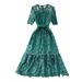 Women's Summer Elegant Crochet Lace Dress Round Neck Beach Vacation Stylish Cross Border Fashion 2023_ecoleips.com